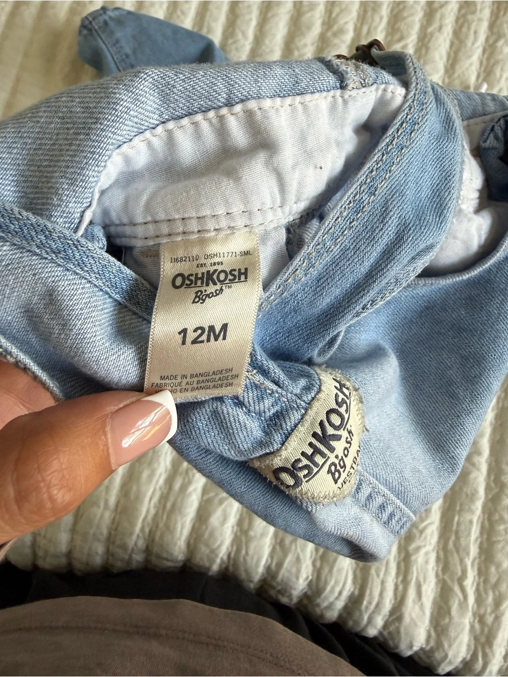 OshKosh B'gosh Light Blue Denim Floral Patch Overalls